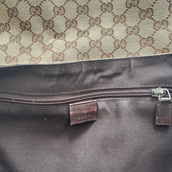 GUCCI GG CANVAS LEATHER MESSENGER BAG BROWN UNISEX ITALY - Picture 3 of 7